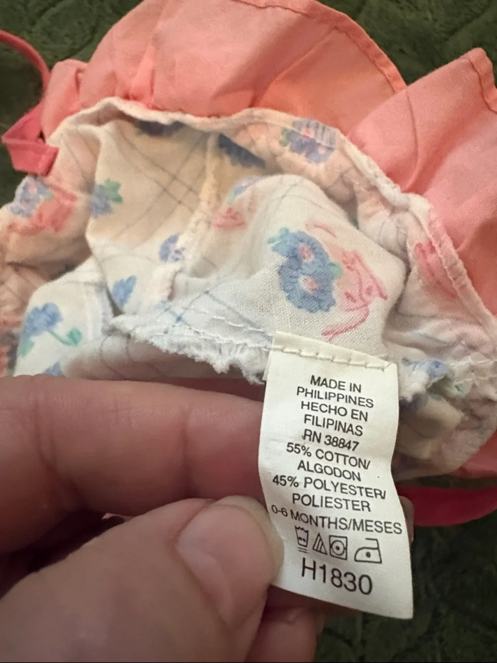 Baby Infant Bonnet Sun Hat Chin Ties Ruffle Peach Blue 0-6 months